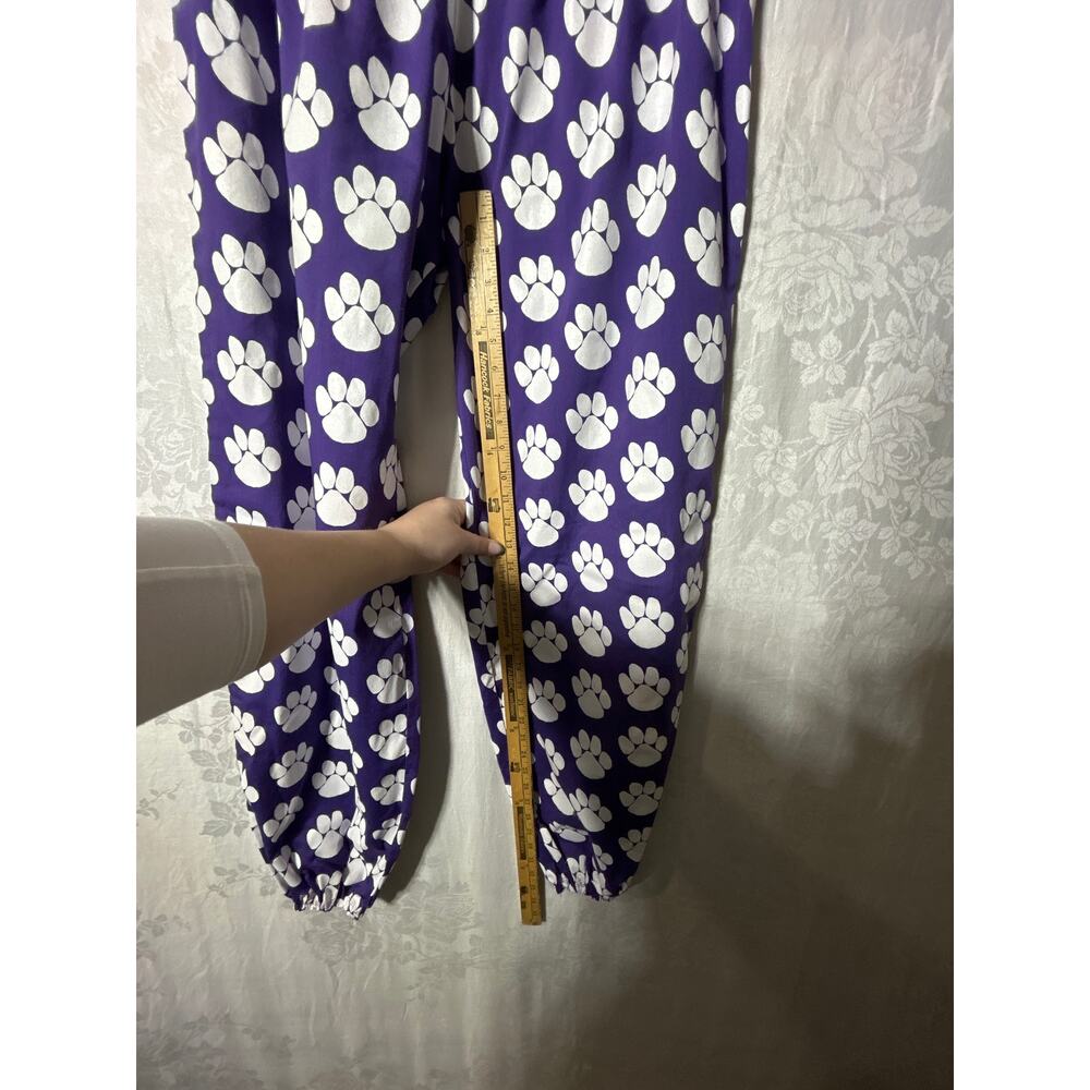 Paw Print Pants XL Purple White Joggers Made in USA Wildcats Tigers Bears Dogs - Picture 4 of 9